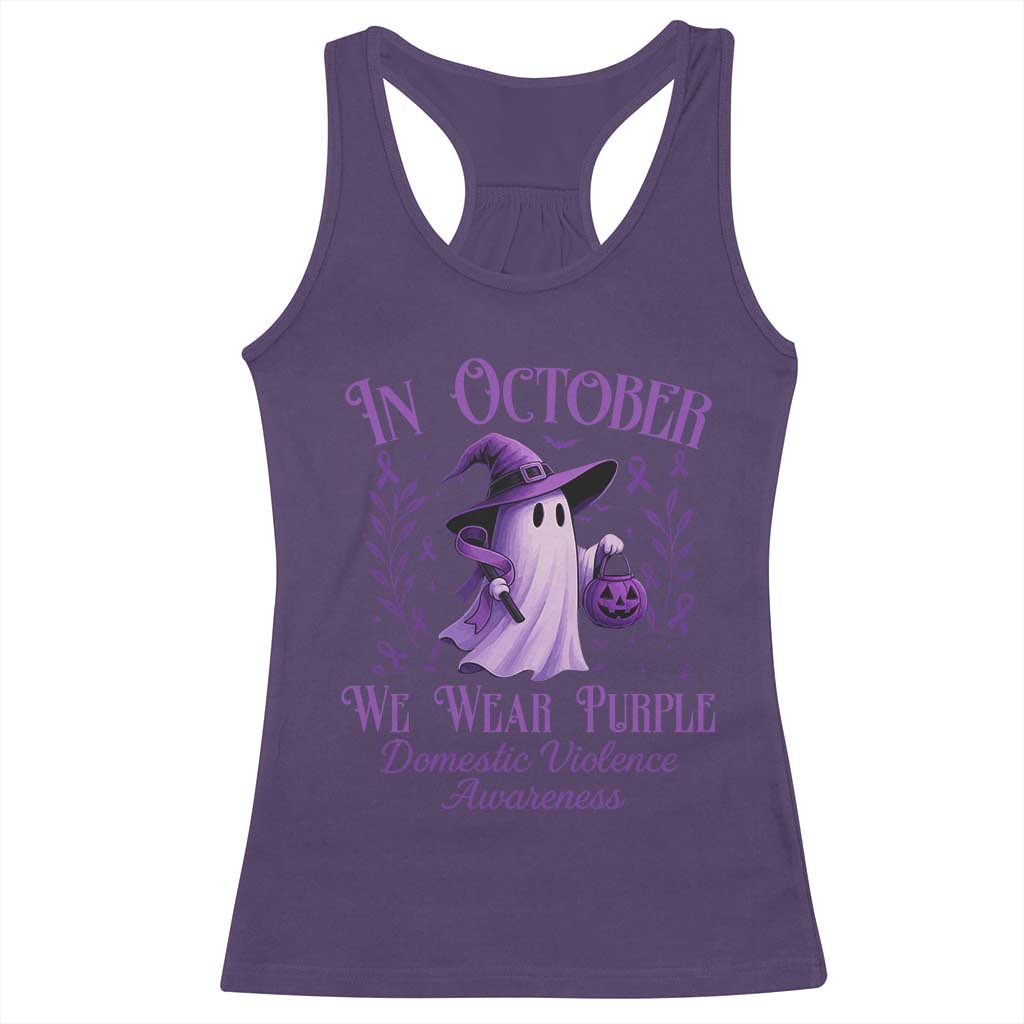 Domestic Violence Awareness Racerback Tank Top Halloween October Wear Purple Ghost - Wonder Print Shop