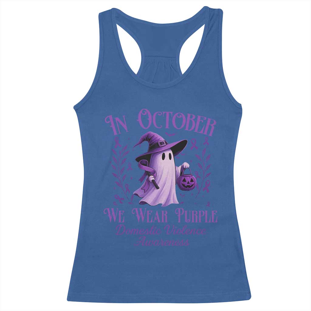 Domestic Violence Awareness Racerback Tank Top Halloween October Wear Purple Ghost - Wonder Print Shop