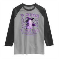 Domestic Violence Awareness Raglan Shirt Halloween October Wear Purple Ghost - Wonder Print Shop