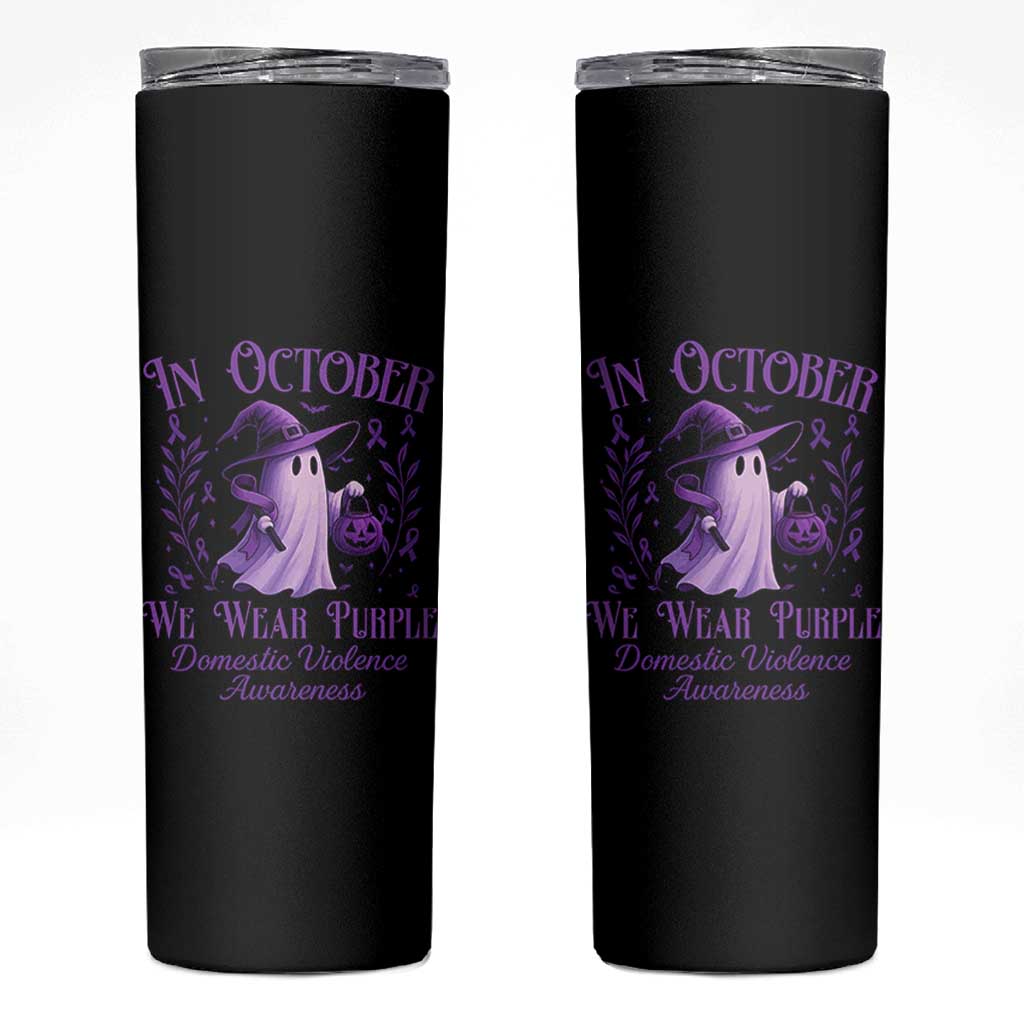 Domestic Violence Awareness Skinny Tumbler Halloween October Wear Purple Ghost - Wonder Print Shop