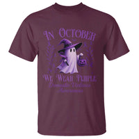 Domestic Violence Awareness T Shirt Halloween October Wear Purple Ghost - Wonder Print Shop