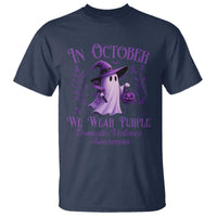 Domestic Violence Awareness T Shirt Halloween October Wear Purple Ghost - Wonder Print Shop
