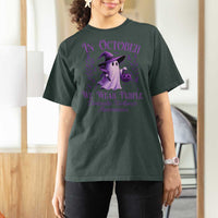 Domestic Violence Awareness T Shirt For Women Halloween October Wear Purple Ghost - Wonder Print Shop