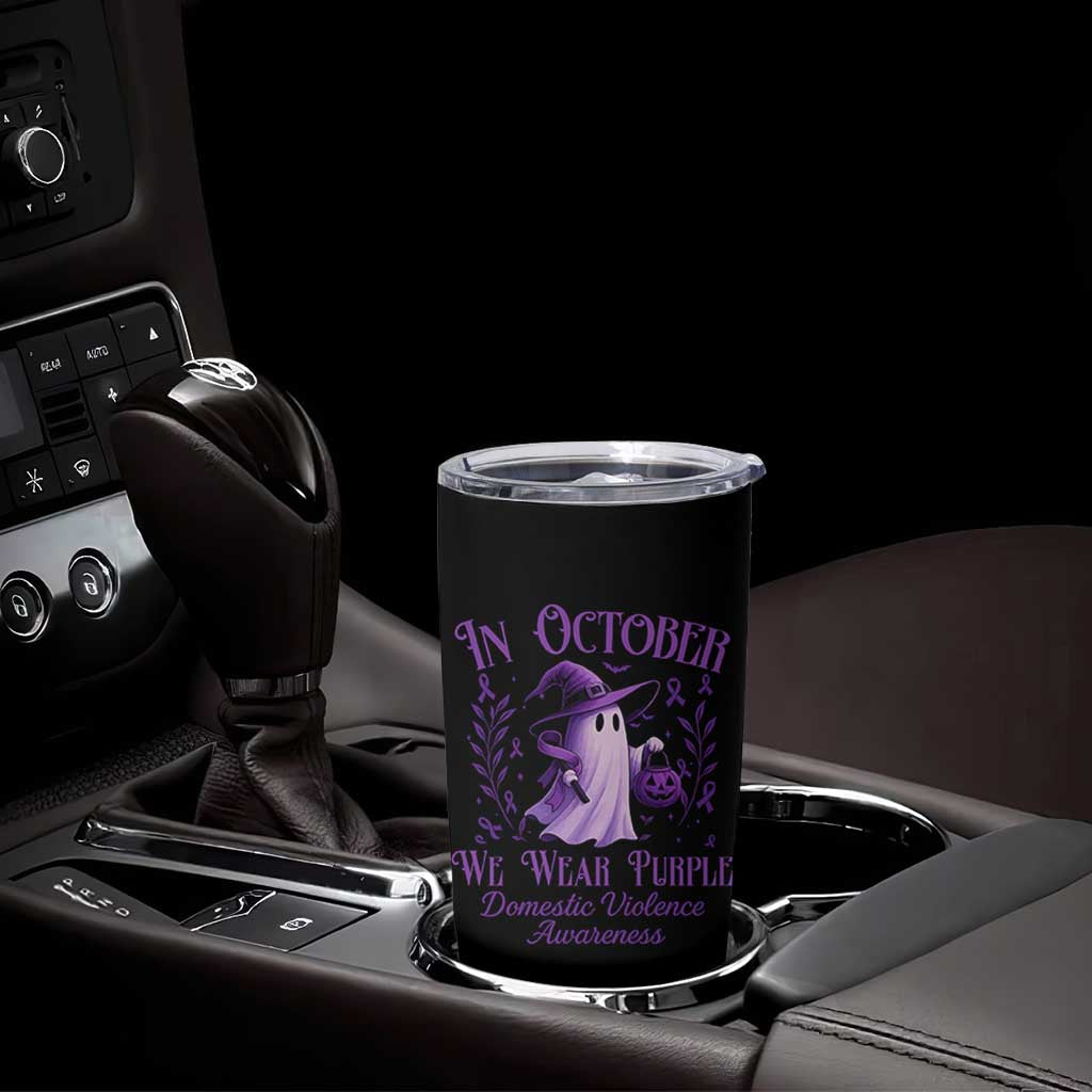 Domestic Violence Awareness Tumbler Cup Halloween October Wear Purple Ghost - Wonder Print Shop