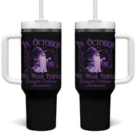 Domestic Violence Awareness Tumbler With Handle Halloween October Wear Purple Ghost - Wonder Print Shop