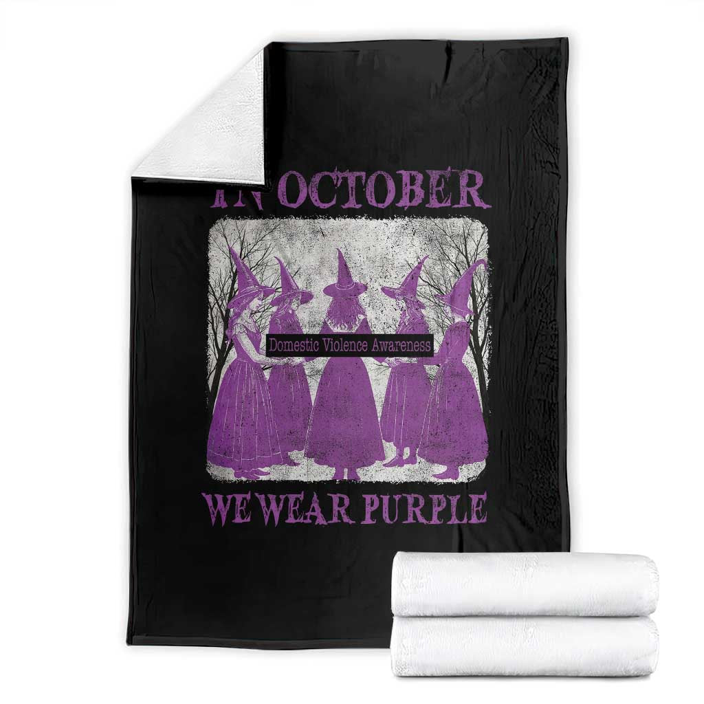 Retro In October We Wear Purple Witch Domestic Violence Awareness Throw Blanket - Wonder Print Shop