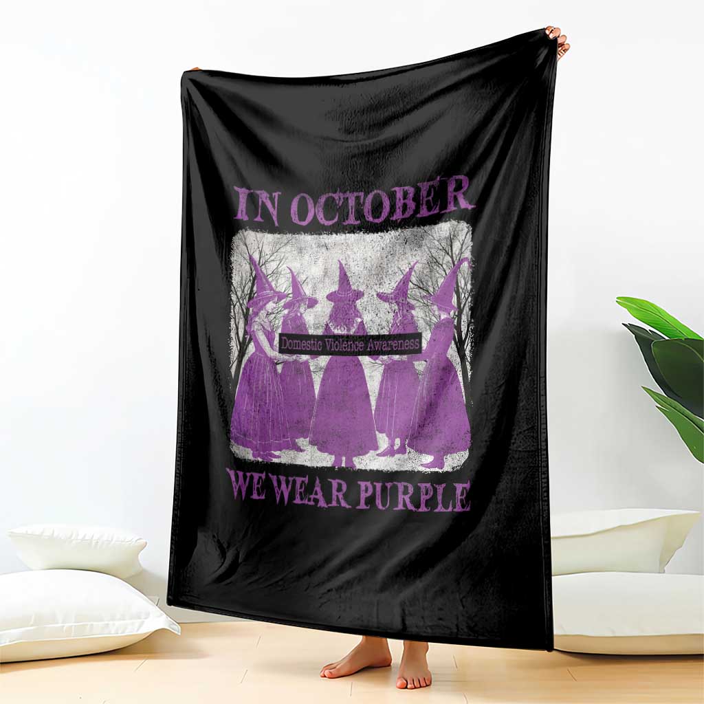 Retro In October We Wear Purple Witch Domestic Violence Awareness Throw Blanket - Wonder Print Shop