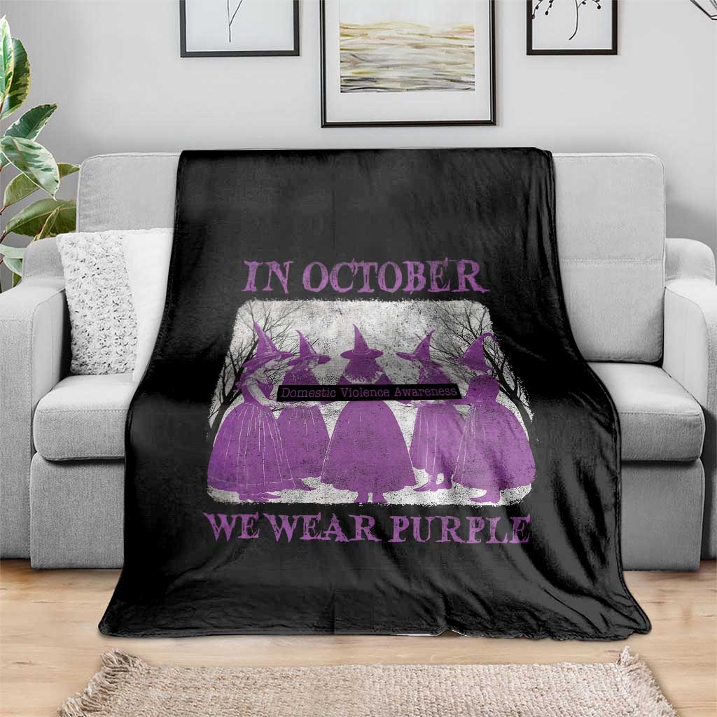 Retro In October We Wear Purple Witch Domestic Violence Awareness Throw Blanket - Wonder Print Shop