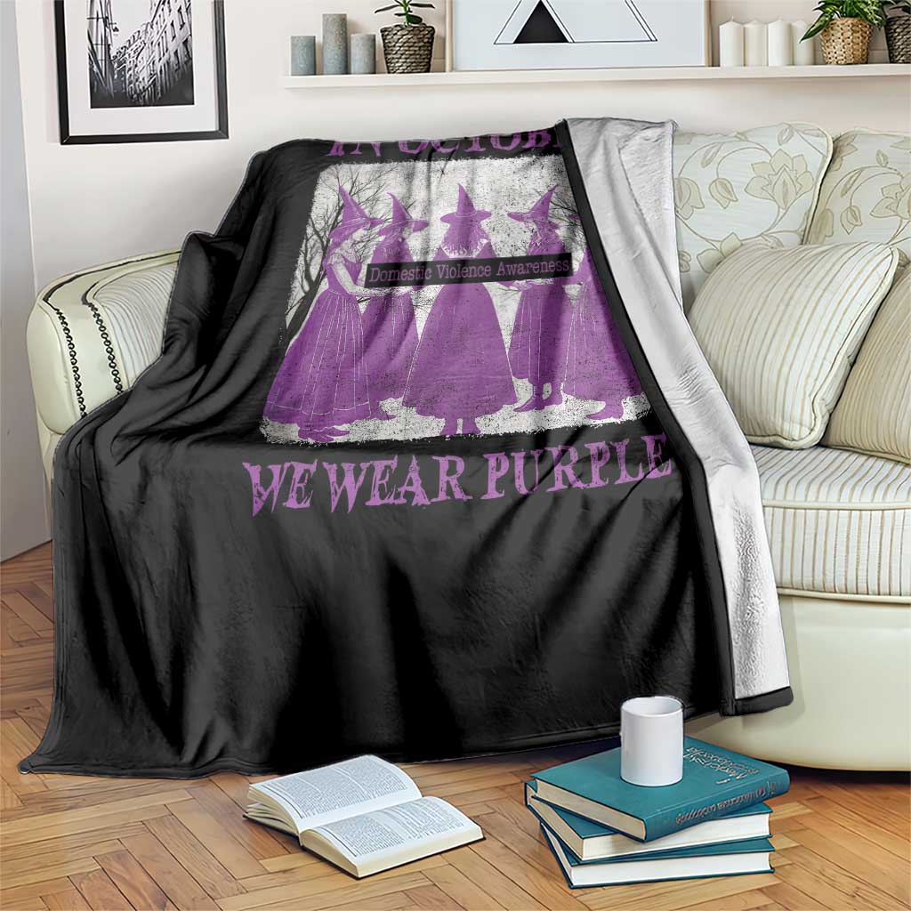 Retro In October We Wear Purple Witch Domestic Violence Awareness Throw Blanket - Wonder Print Shop