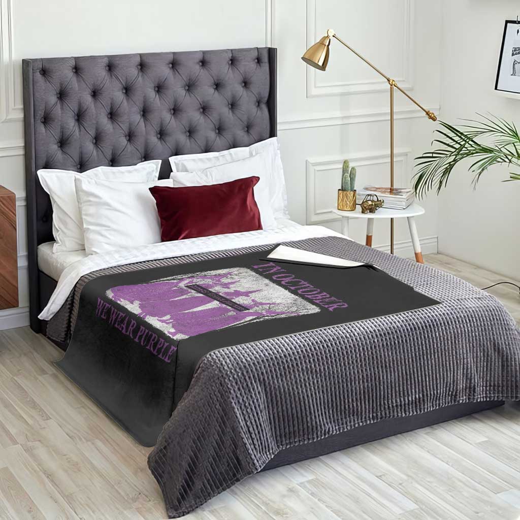 Retro In October We Wear Purple Witch Domestic Violence Awareness Throw Blanket - Wonder Print Shop