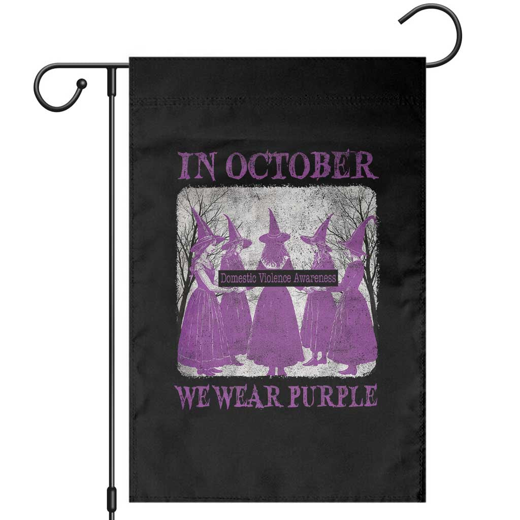 Retro In October We Wear Purple Witch Domestic Violence Awareness Garden Flag - Wonder Print Shop