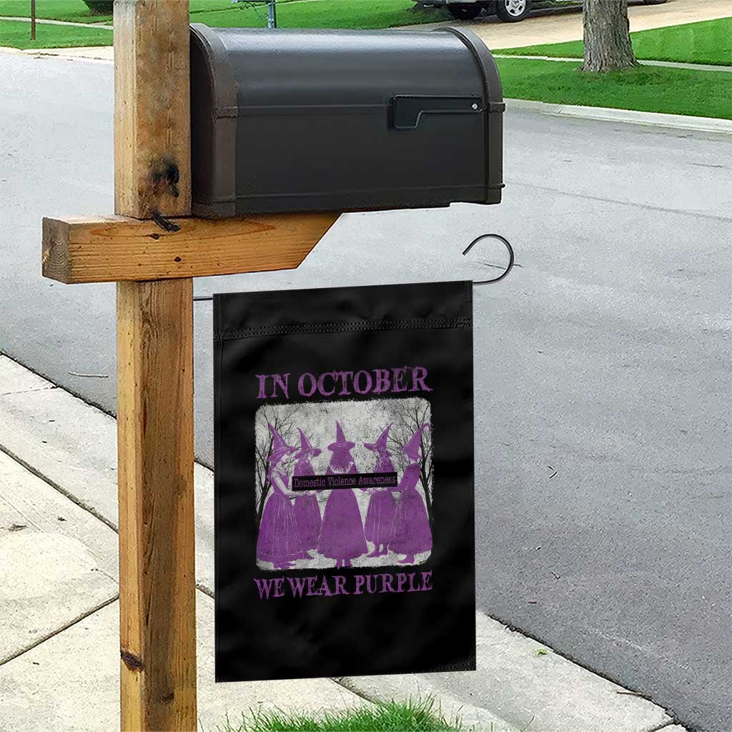 Retro In October We Wear Purple Witch Domestic Violence Awareness Garden Flag - Wonder Print Shop