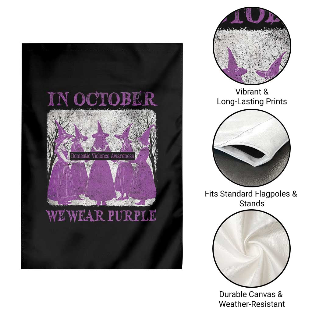 Retro In October We Wear Purple Witch Domestic Violence Awareness Garden Flag - Wonder Print Shop