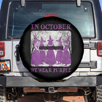 Retro In October We Wear Purple Witch Domestic Violence Awareness Spare Tire Cover - Wonder Print Shop