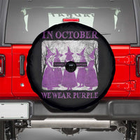Retro In October We Wear Purple Witch Domestic Violence Awareness Spare Tire Cover - Wonder Print Shop