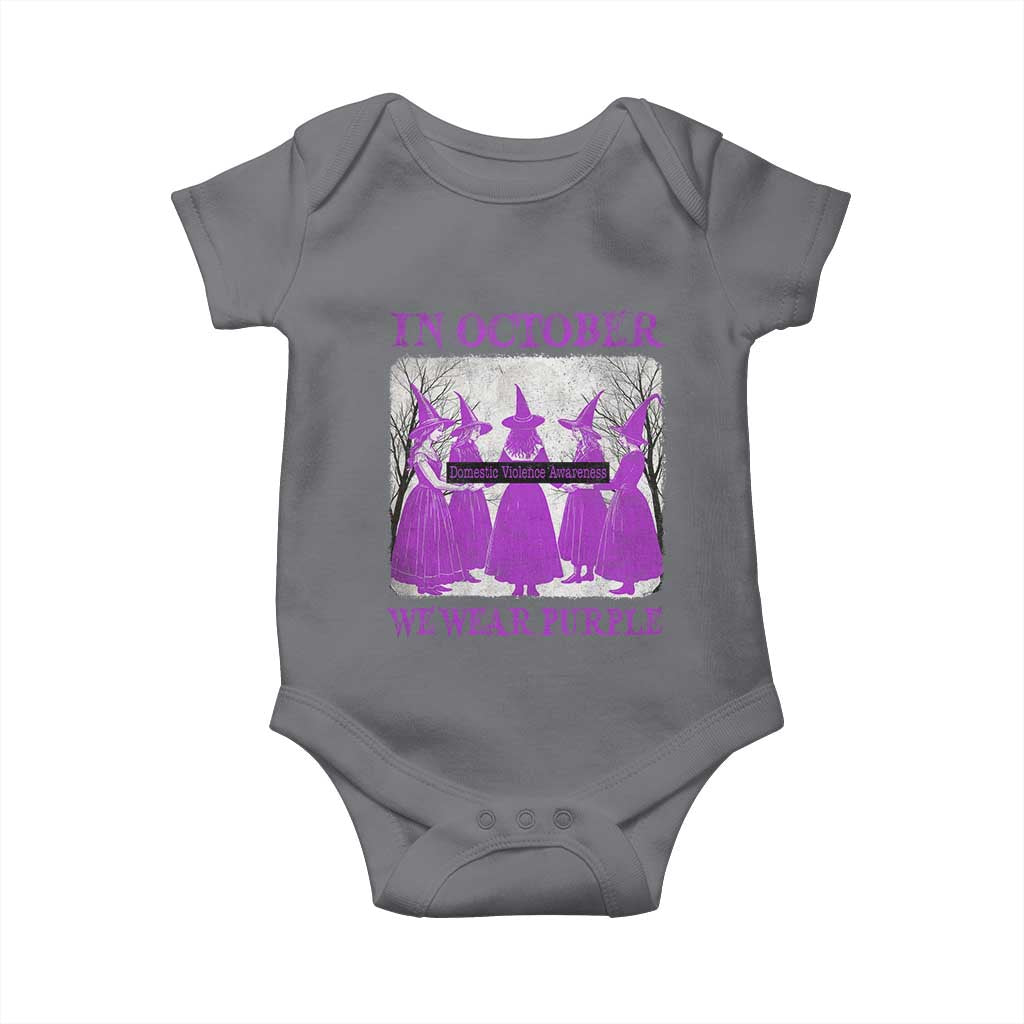 Retro In October We Wear Purple Witch Domestic Violence Awareness Baby Onesie - Wonder Print Shop