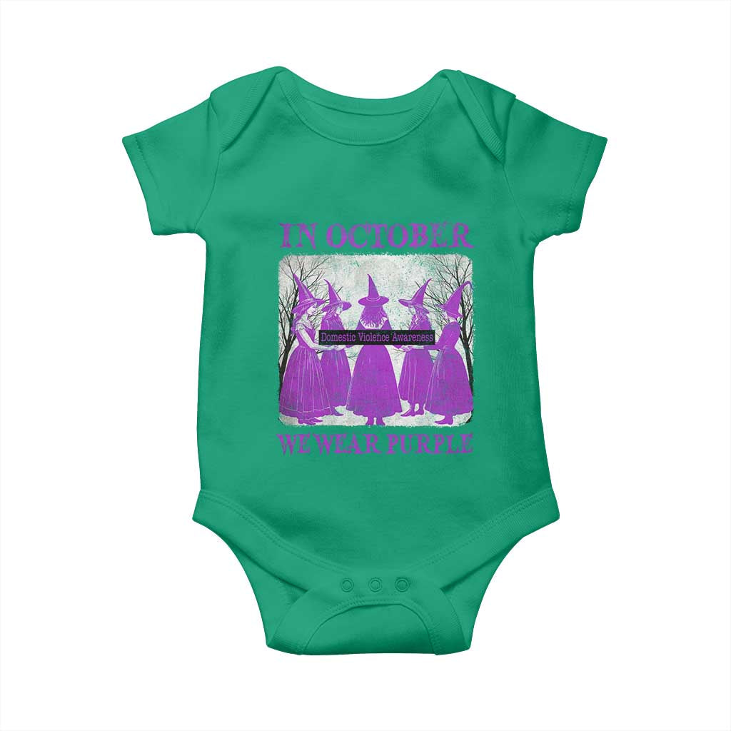Retro In October We Wear Purple Witch Domestic Violence Awareness Baby Onesie - Wonder Print Shop