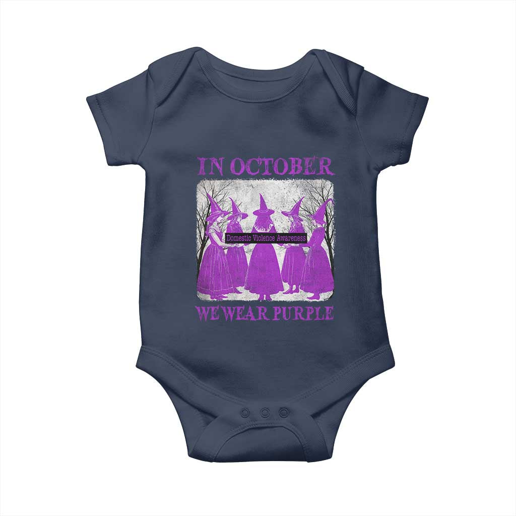 Retro In October We Wear Purple Witch Domestic Violence Awareness Baby Onesie - Wonder Print Shop