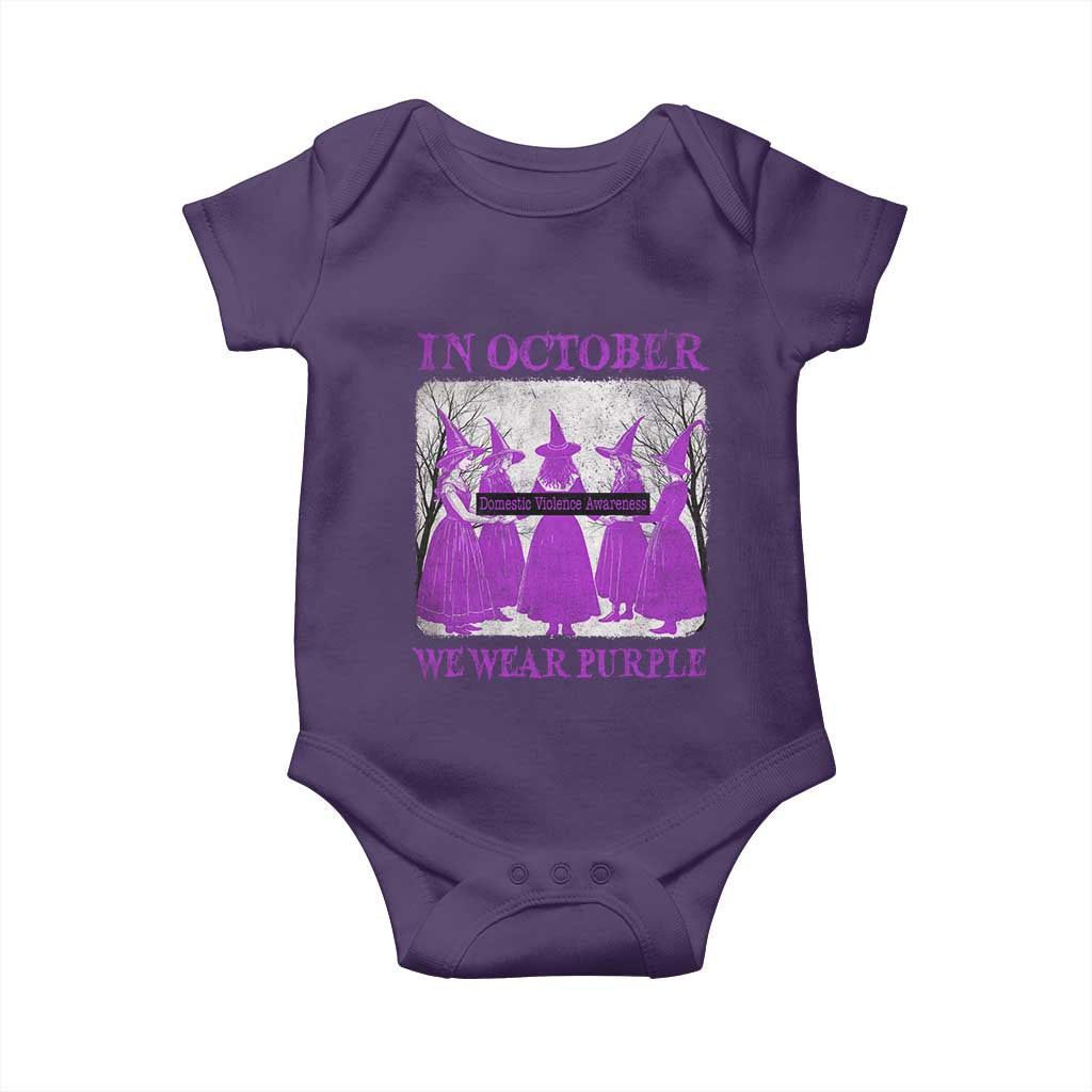 Retro In October We Wear Purple Witch Domestic Violence Awareness Baby Onesie - Wonder Print Shop