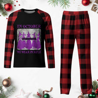 Retro In October We Wear Purple Witch Domestic Violence Awareness Plaid Pajama Set - Wonder Print Shop