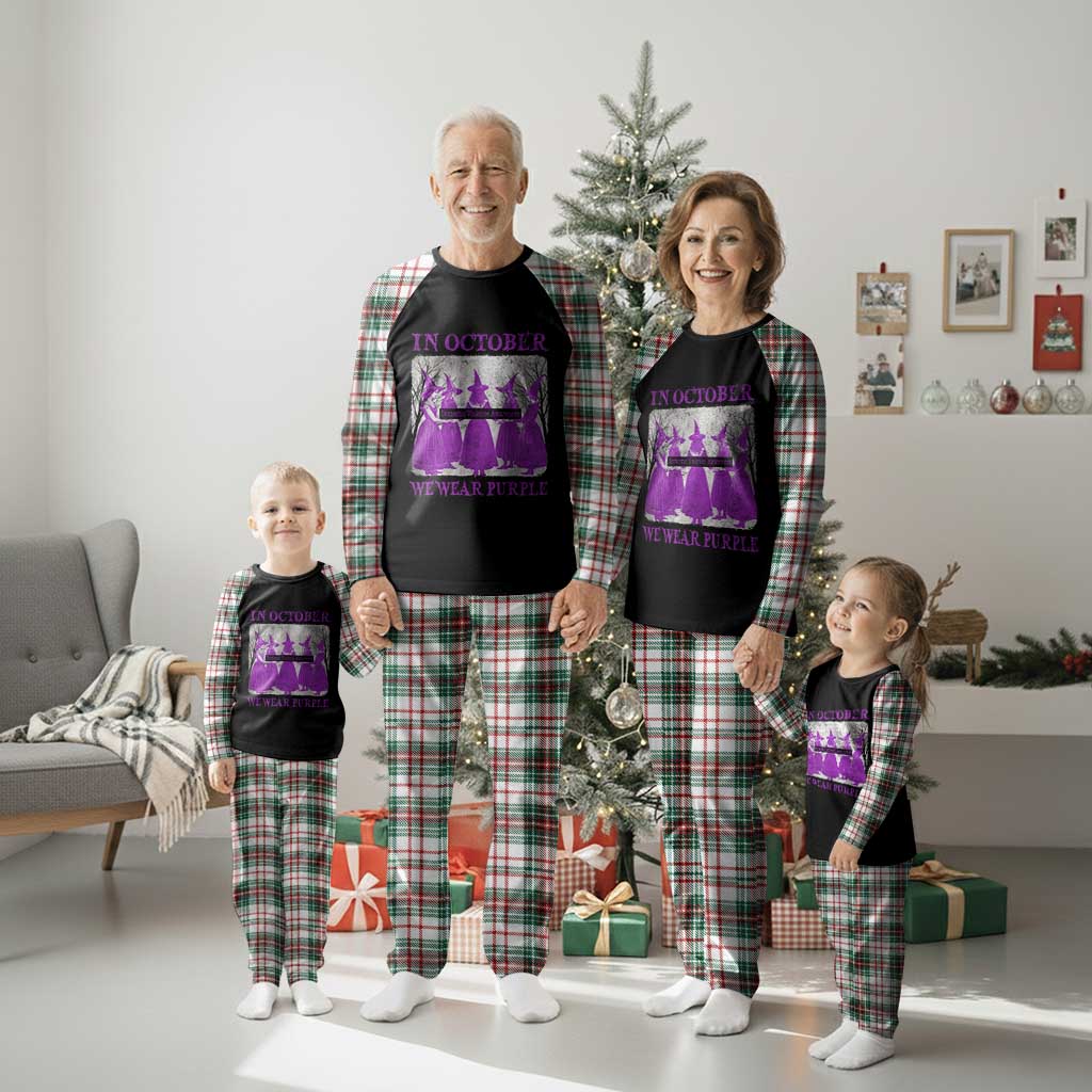 Retro In October We Wear Purple Witch Domestic Violence Awareness Plaid Pajama Set - Wonder Print Shop