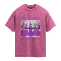 Retro In October We Wear Purple Witch Domestic Violence Awareness Washed Cotton T-Shirt