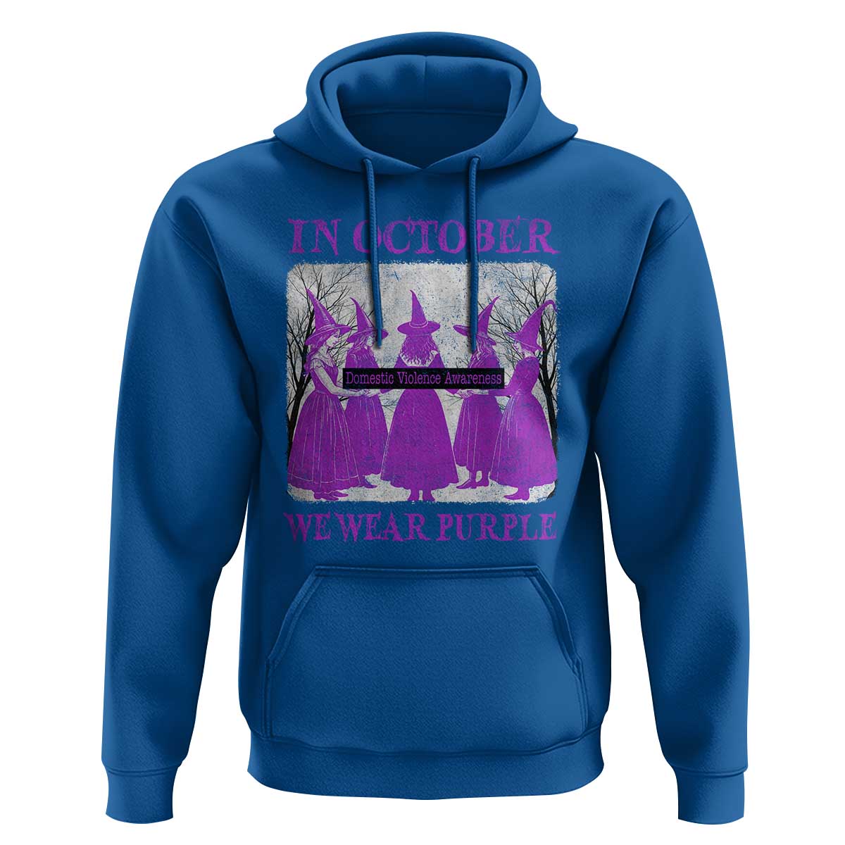 Retro In October We Wear Purple Witch Domestic Violence Awareness Hoodie - Wonder Print Shop