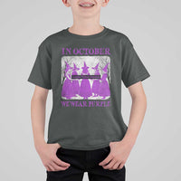 Retro In October We Wear Purple Witch Domestic Violence Awareness T Shirt For Kid - Wonder Print Shop