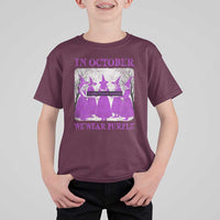 Retro In October We Wear Purple Witch Domestic Violence Awareness T Shirt For Kid - Wonder Print Shop