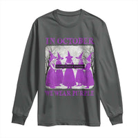 Retro In October We Wear Purple Witch Domestic Violence Awareness Long Sleeve Shirt - Wonder Print Shop