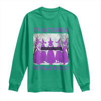 Retro In October We Wear Purple Witch Domestic Violence Awareness Long Sleeve Shirt - Wonder Print Shop