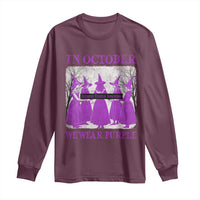 Retro In October We Wear Purple Witch Domestic Violence Awareness Long Sleeve Shirt - Wonder Print Shop