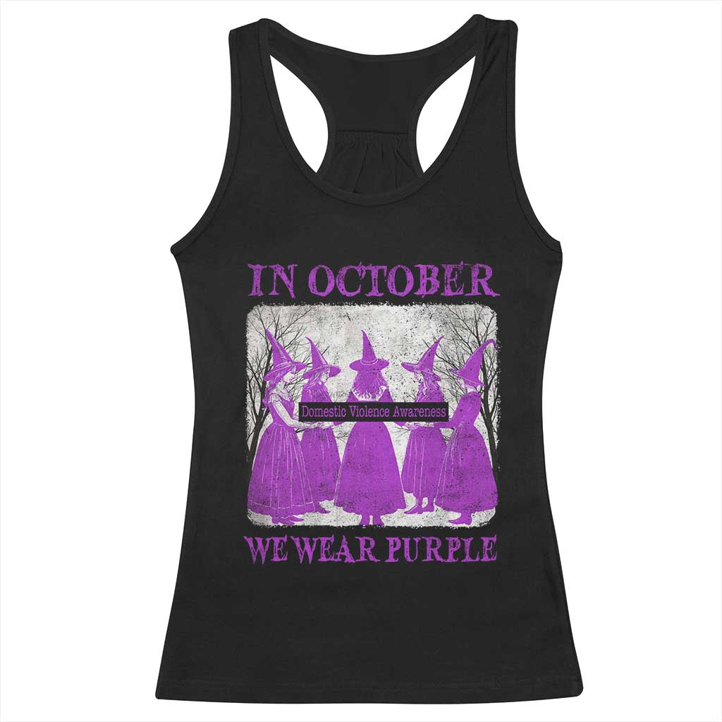 Retro In October We Wear Purple Witch Domestic Violence Awareness Racerback Tank Top - Wonder Print Shop