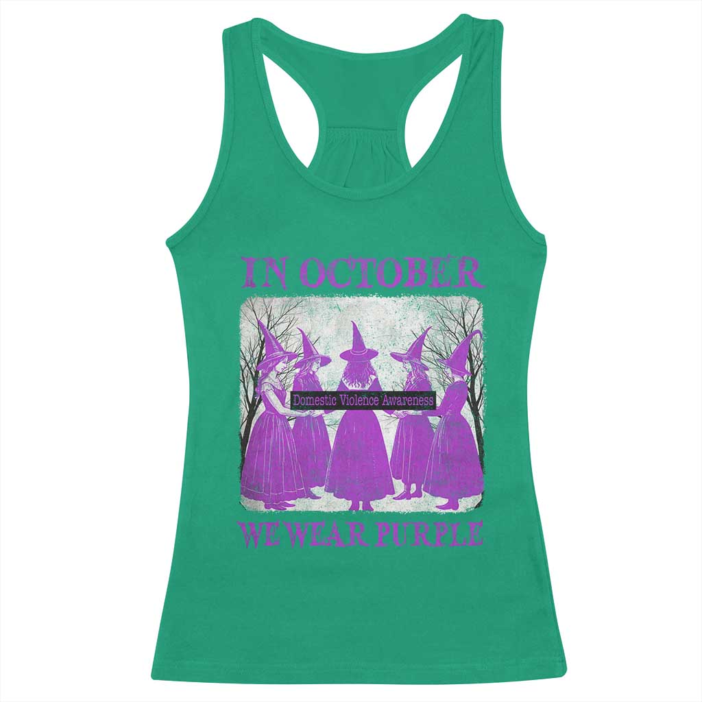 Retro In October We Wear Purple Witch Domestic Violence Awareness Racerback Tank Top - Wonder Print Shop