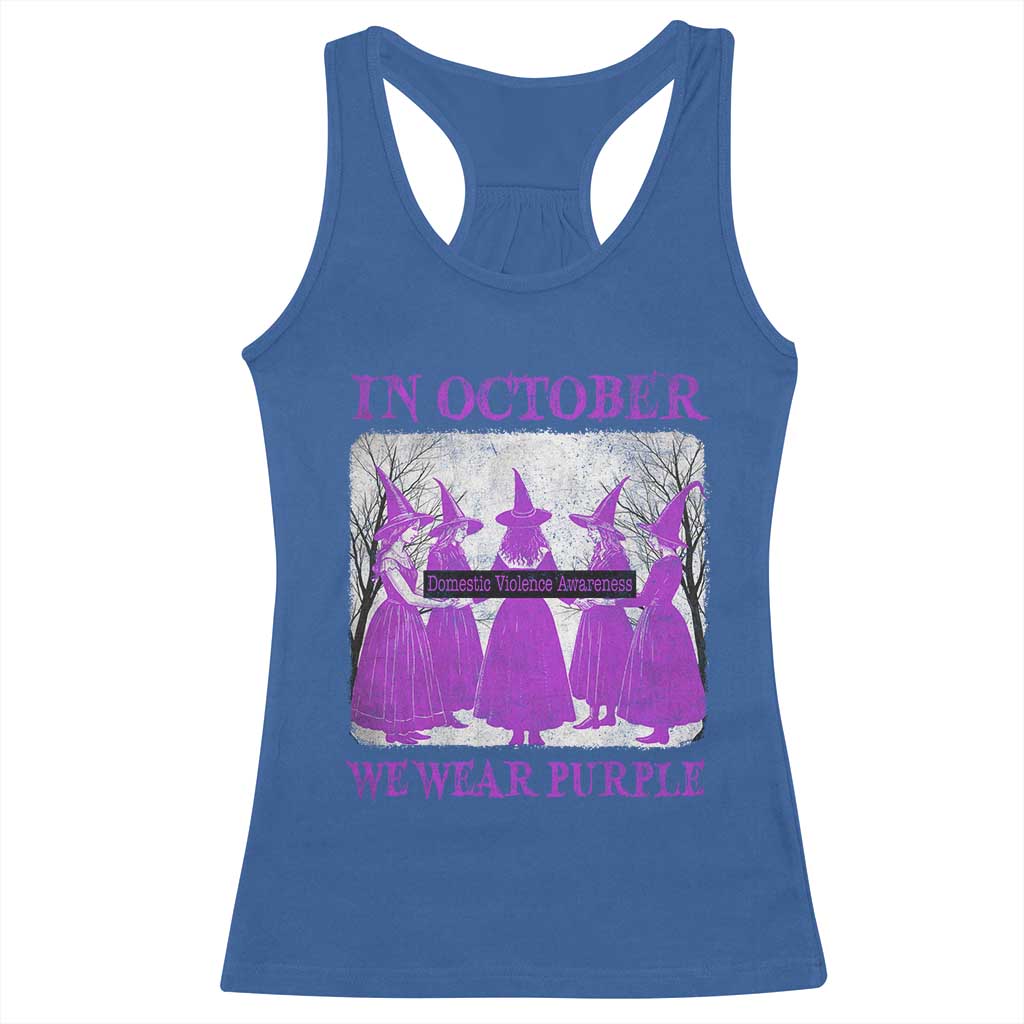 Retro In October We Wear Purple Witch Domestic Violence Awareness Racerback Tank Top - Wonder Print Shop