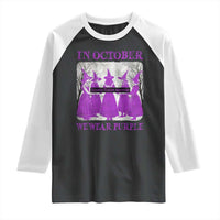 Retro In October We Wear Purple Witch Domestic Violence Awareness Raglan Shirt - Wonder Print Shop