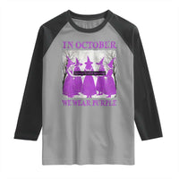 Retro In October We Wear Purple Witch Domestic Violence Awareness Raglan Shirt - Wonder Print Shop