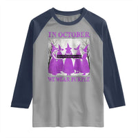 Retro In October We Wear Purple Witch Domestic Violence Awareness Raglan Shirt - Wonder Print Shop