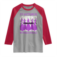 Retro In October We Wear Purple Witch Domestic Violence Awareness Raglan Shirt - Wonder Print Shop