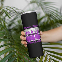 Retro In October We Wear Purple Witch Domestic Violence Awareness Skinny Tumbler - Wonder Print Shop