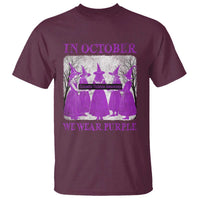 Retro In October We Wear Purple Witch Domestic Violence Awareness T Shirt - Wonder Print Shop