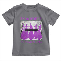 Retro In October We Wear Purple Witch Domestic Violence Awareness Toddler T Shirt - Wonder Print Shop