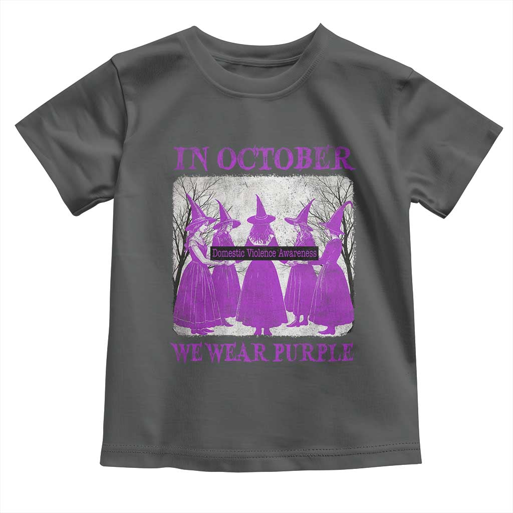 Retro In October We Wear Purple Witch Domestic Violence Awareness Toddler T Shirt - Wonder Print Shop