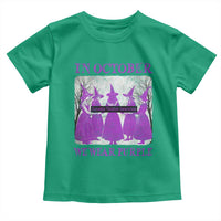 Retro In October We Wear Purple Witch Domestic Violence Awareness Toddler T Shirt - Wonder Print Shop