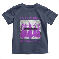 Retro In October We Wear Purple Witch Domestic Violence Awareness Toddler T Shirt - Wonder Print Shop