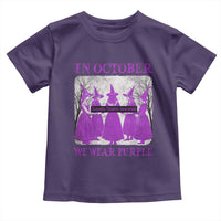 Retro In October We Wear Purple Witch Domestic Violence Awareness Toddler T Shirt - Wonder Print Shop