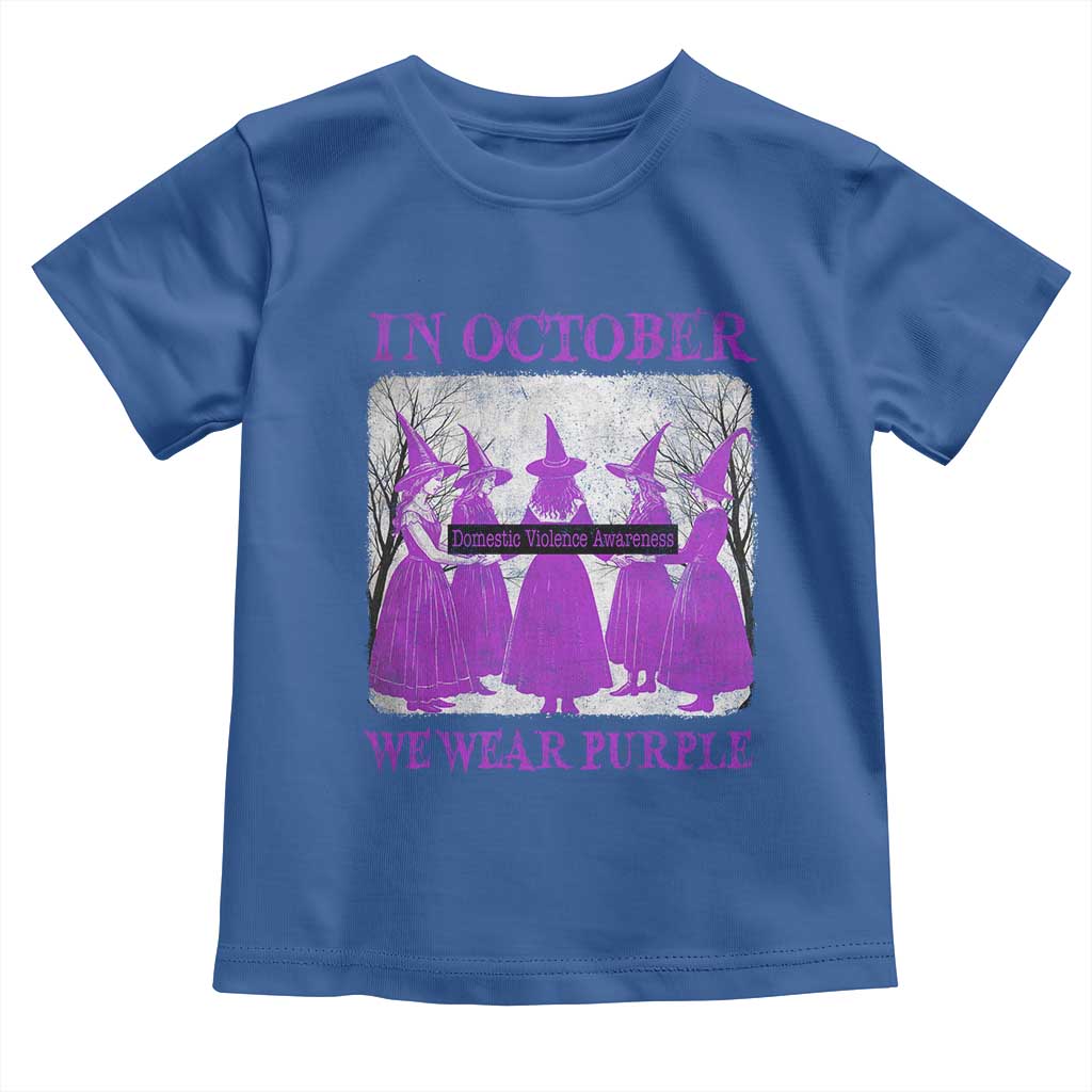 Retro In October We Wear Purple Witch Domestic Violence Awareness Toddler T Shirt - Wonder Print Shop