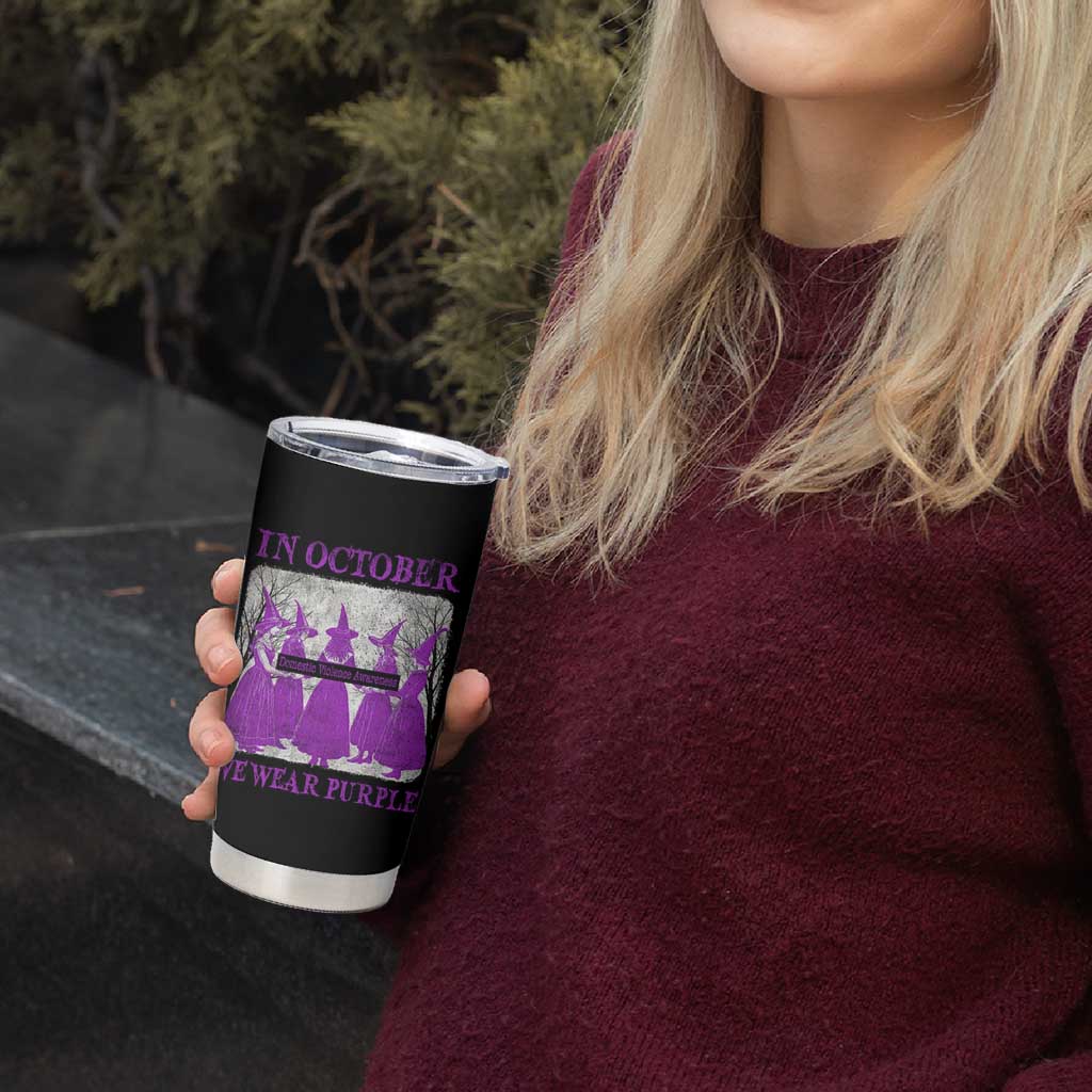 Retro In October We Wear Purple Witch Domestic Violence Awareness Tumbler Cup - Wonder Print Shop
