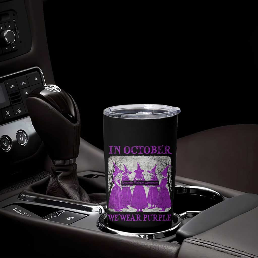 Retro In October We Wear Purple Witch Domestic Violence Awareness Tumbler Cup - Wonder Print Shop