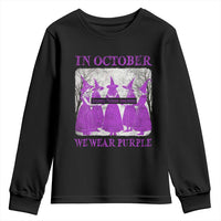 Retro In October We Wear Purple Witch Domestic Violence Awareness Youth Sweatshirt - Wonder Print Shop